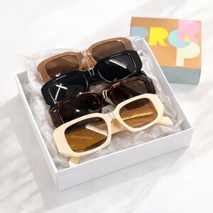 Oversized Square Black Sunglasses UV400 Retro Fashion Thick Frame Women